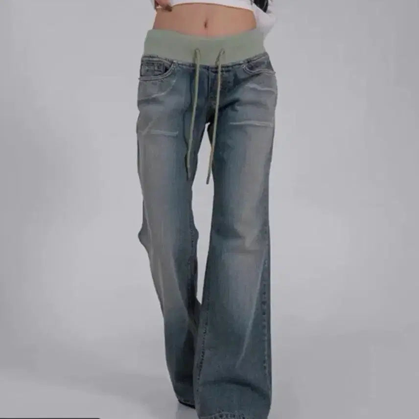 [BUNJANG] OOTJ Loop Vintage Banding Low-Rise Bootcut Long Pants / [OOTJ] 루프 빈티지 밴딩 로우라이즈 부츠컷 롱팬츠