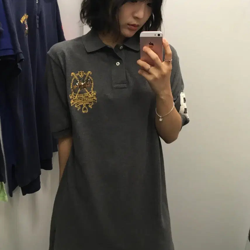 [BUNJANG] Polo Ralph Lauren NYC Collar Grey T-Shirt / 폴로 랄프로렌 NYC 카라 그레이
