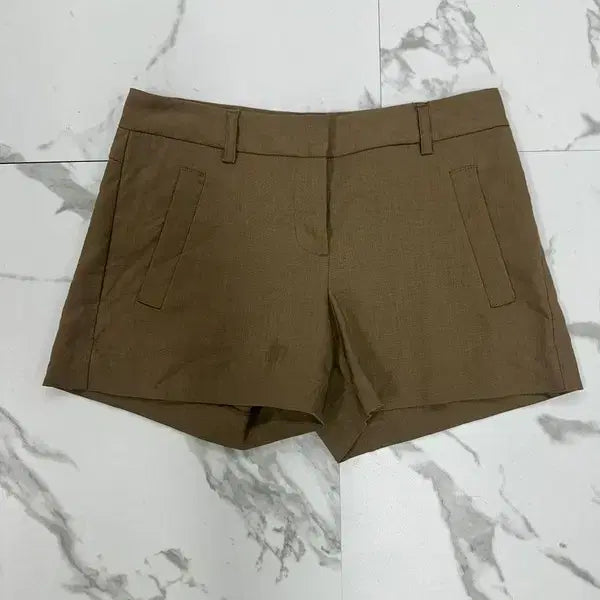 [BUNJANG] Theory Beige Wool Linen Shorts / 띠어리 베이지 울 린넨 반바지