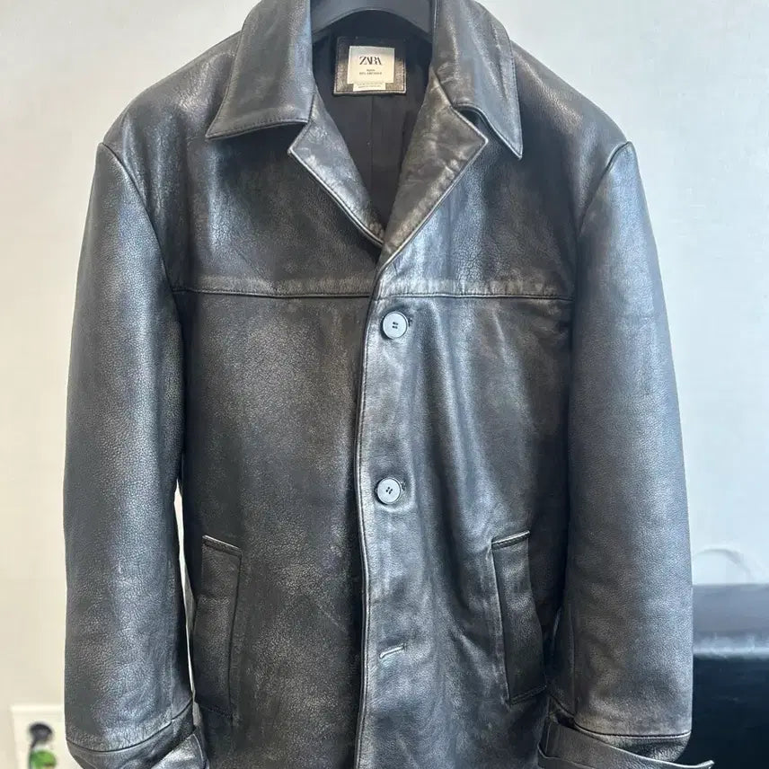 [BUNJANG] Zara Men's Cowhide Cocoon Coat / [M] 자라 소가죽 카코트