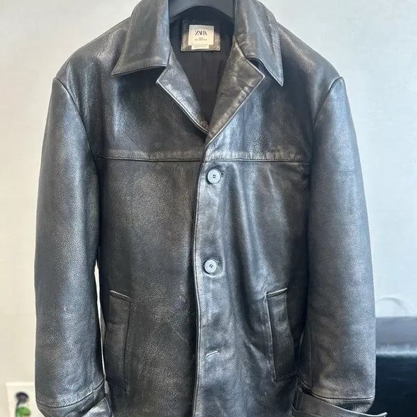 [BUNJANG] Zara Men's Cowhide Cocoon Coat / [M] 자라 소가죽 카코트