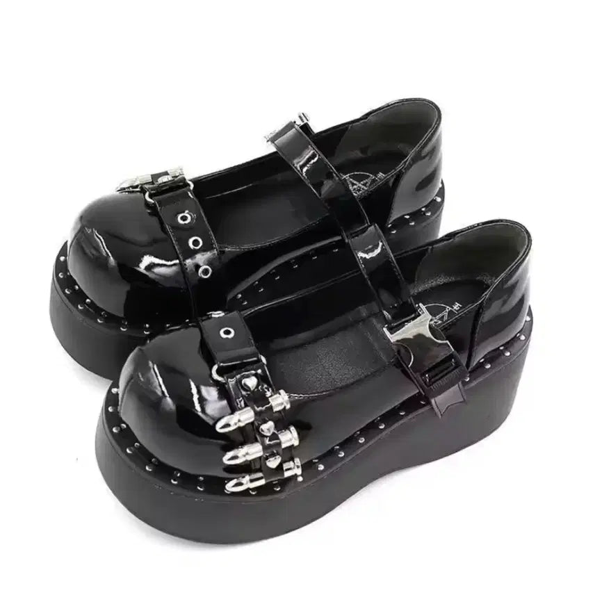 [BUNJANG] QOOZA Platform Mary Jane Shoes Black / QOOZA 고스 플랫폼 메리제인 통굽 슈즈 블랙 양산형지뢰계 신발