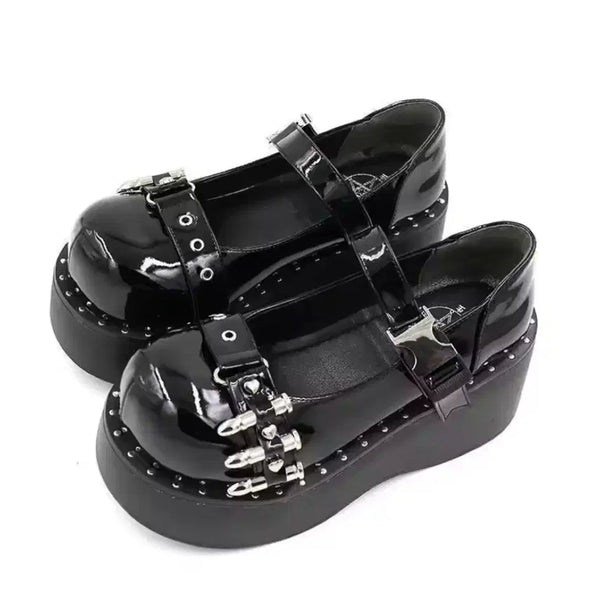 [BUNJANG] QOOZA Platform Mary Jane Shoes Black / QOOZA 고스 플랫폼 메리제인 통굽 슈즈 블랙 양산형지뢰계 신발