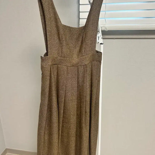 [BUNJANG] Brown Tweed Bustier Midi Dress / 브라운 트위드 뷔스티에 원피스