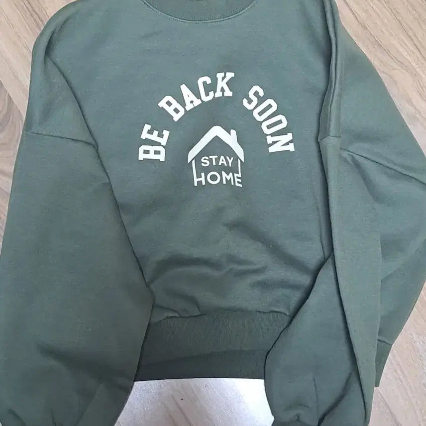 [BUNJANG] Khaki Crop Sweatshirt / 카키색 크롭 맨투맨