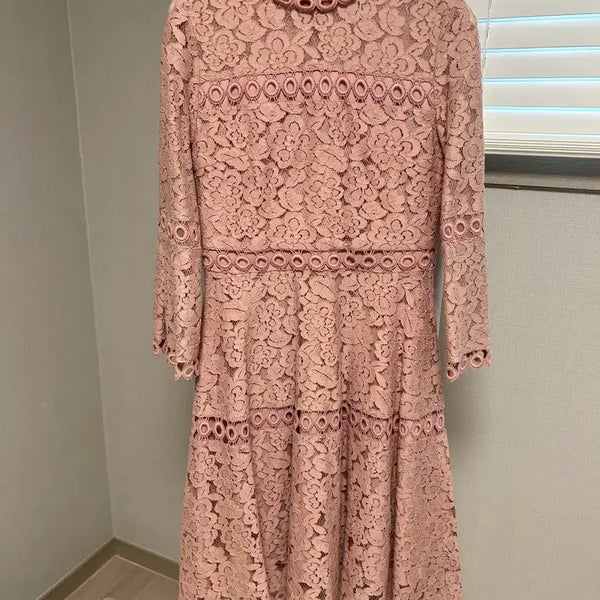 [BUNJANG] Lace Midi Dress Pink / 레이스 원피스 핑크