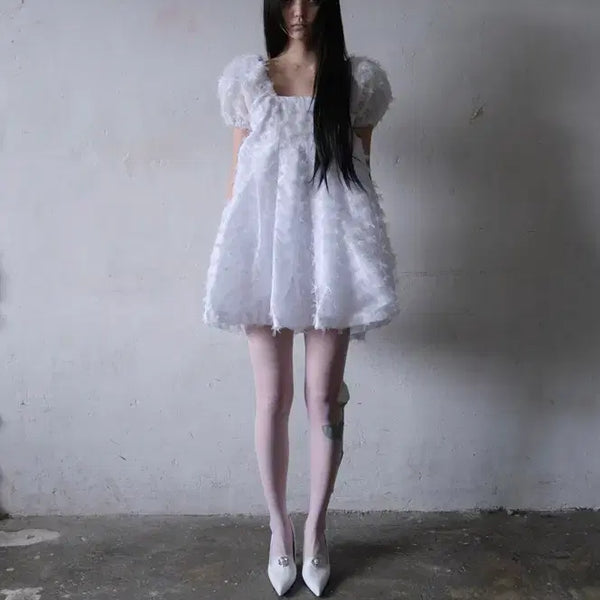 [BUNJANG] LEKNG Puff Ribbon Mini Dress / LEKNG 퍼프 리본 미니 원피스
