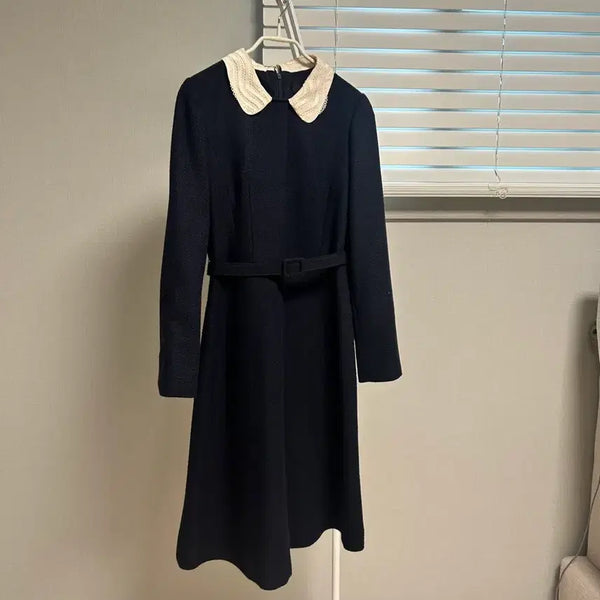 [BUNJANG] Collar Midi Dress Navy / 카라 원피스 하객룩