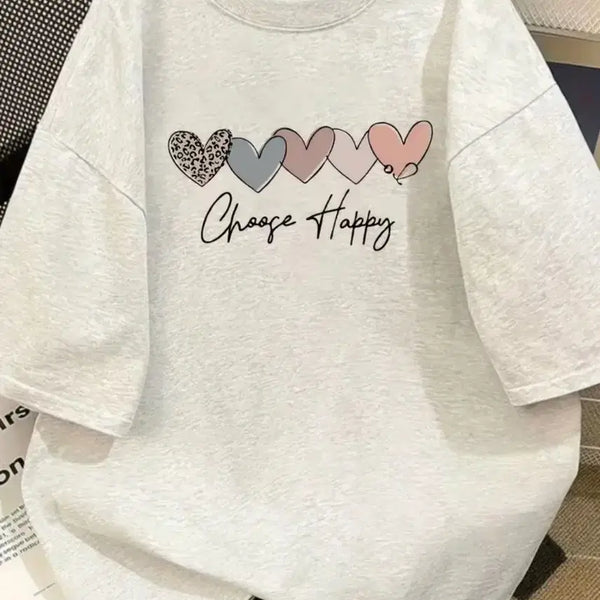 [BUNJANG] Oversized Heart Print Cotton T-Shirt / [새옷]오버핏 하트 반팔 면 티셔츠. 재질굿