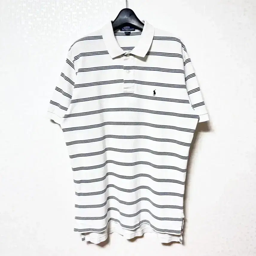 [BUNJANG] Polo Ralph Lauren Striped Collar T-Shirt Half Sleeve / [L,100]폴로랄프로렌 스트라이프 카라티 반팔티