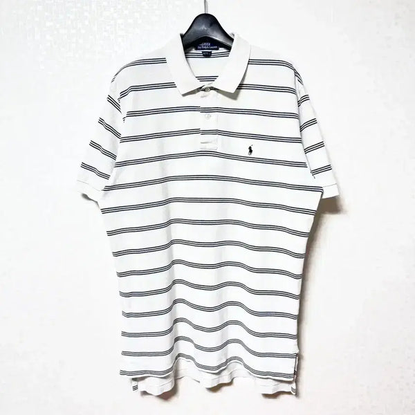 [BUNJANG] Polo Ralph Lauren Striped Collar T-Shirt Half Sleeve / [L,100]폴로랄프로렌 스트라이프 카라티 반팔티