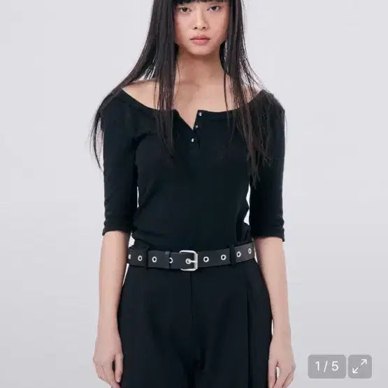 [BUNJANG] Haluminium Henly Neck Ballerina T-Shirt / 할로미늄 헨리넥 발레리나 티