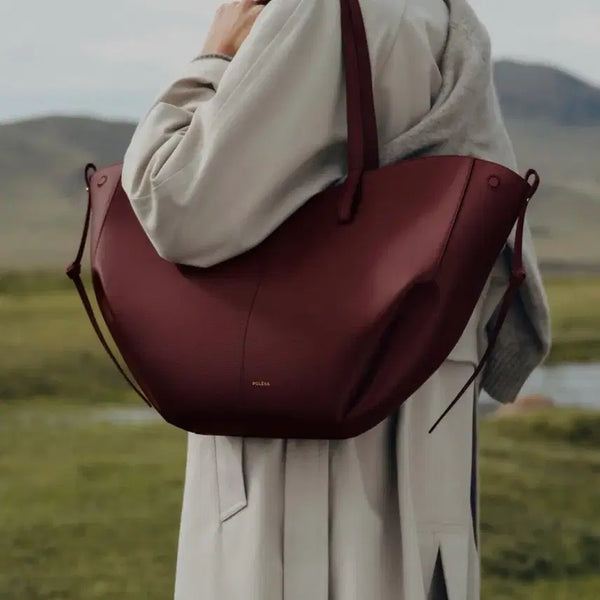 [BUNJANG] Polene Cyme Edition Dark Cherry Textured Handbag / 폴렌느 Cyme(심) 에디션 다크체리 텍스처드