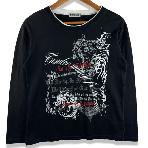 [BUNJANG] Y2K Lettering Long Sleeve Top / JPN 레터링 용 Y2K 레이어드 롱슬리브4627