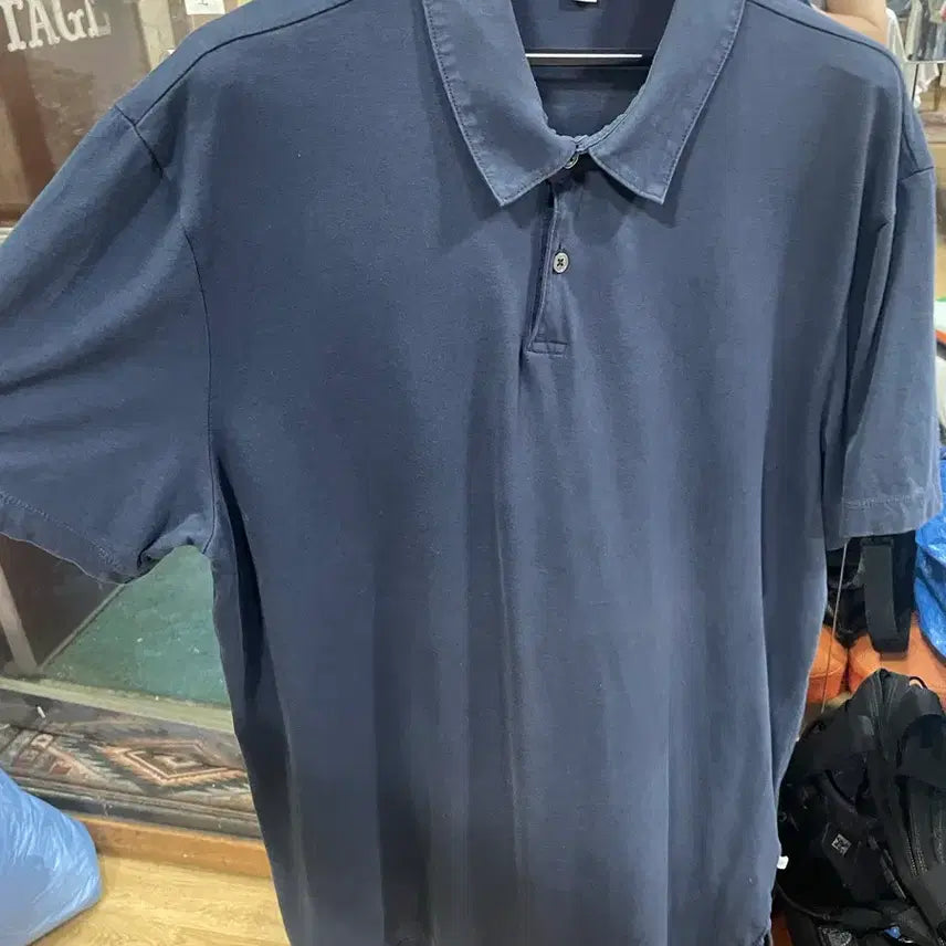[BUNJANG] James Perse Black Short Sleeve Polo T-Shirt Size 3 / James perse 블랙 반팔 카라 티셔츠