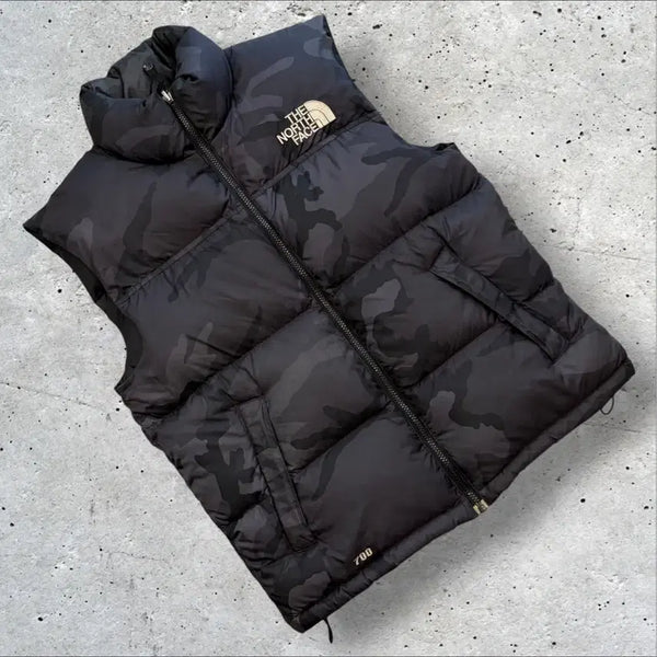 [BUNJANG] The North Face Camo Padded Vest (Black, Polyester) - Size S / [S] 노스페이스 카모 패딩 베스트 E656