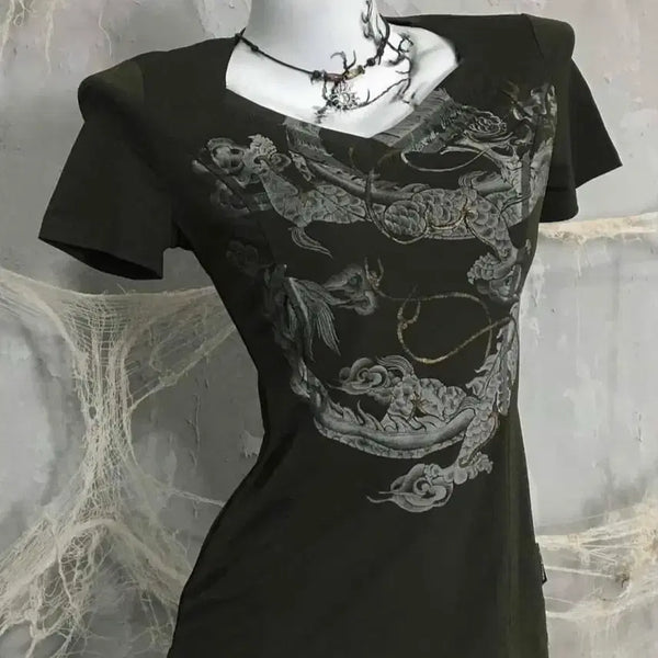 [BUNJANG] OZZ ON Dragon T-Shirt Oriental Cub Vintage Top / 오즈온 드래곤 반팔티셔츠 ozz on 탑 오리엔탈 큐빈티지