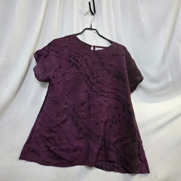 [BUNJANG] Yesaraju Women's Rayon Purple Print Short Sleeve T-Shirt Size 95 / 예사랑자주 여성레이온  보라색 프린트반팔95