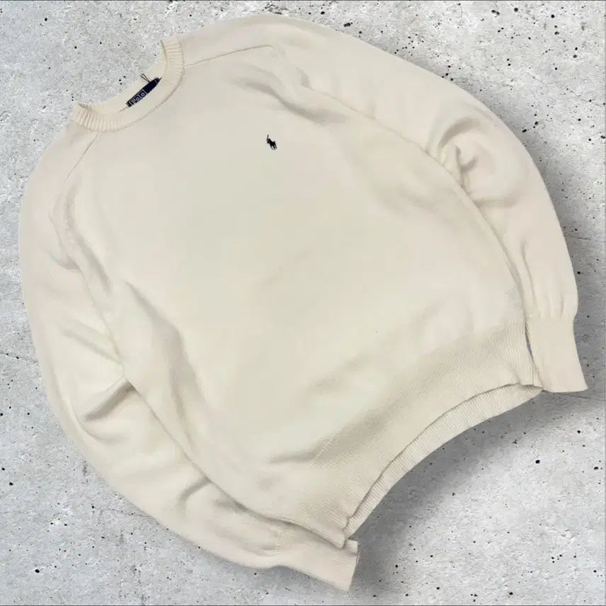 [BUNJANG] Polo Ralph Lauren Cream Knit Sweater L / [L] 폴로 랄프로렌 크림 니트 스웨터 E657