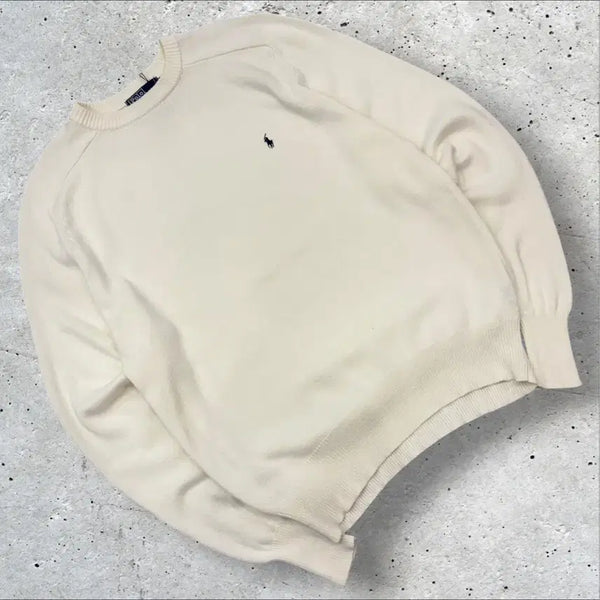 [BUNJANG] Polo Ralph Lauren Cream Knit Sweater L / [L] 폴로 랄프로렌 크림 니트 스웨터 E657