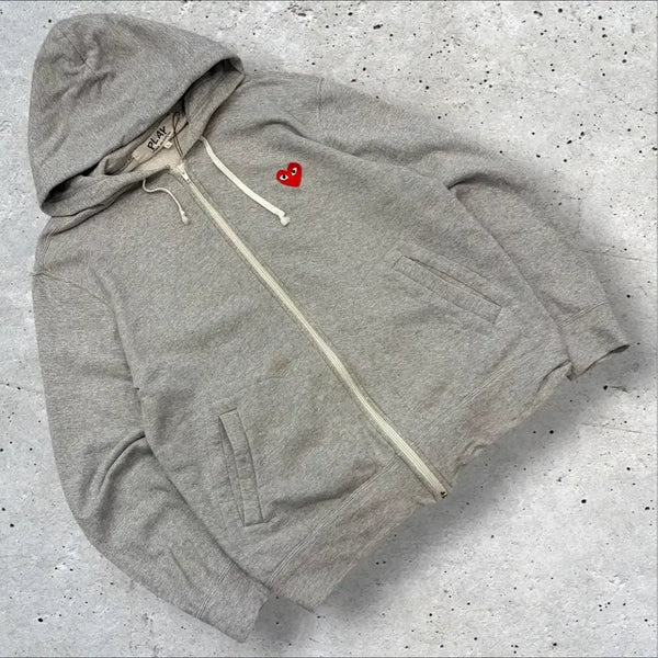 [BUNJANG] Comme des Garçons Play Grey Hoodie Zip-Up (L) / [L] 꼼데가르송 그레이 후드집업 E661