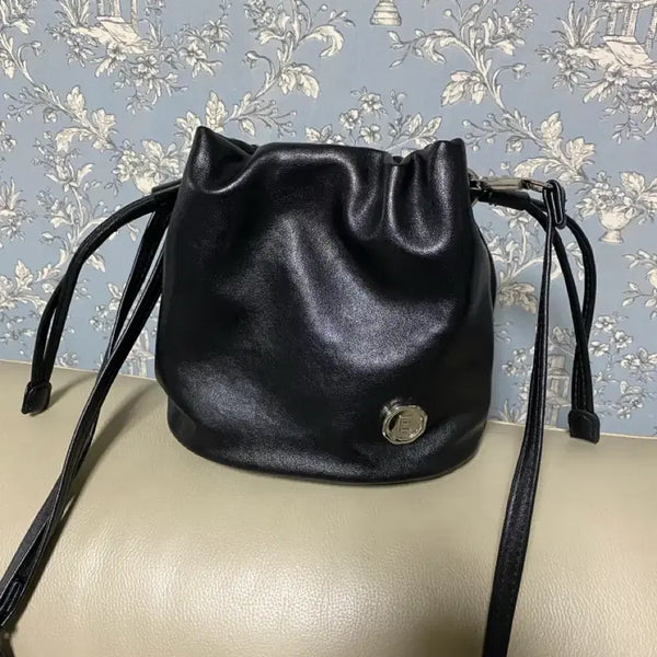 [BUNJANG] Mini Drawstring Crossbody Bag Genuine Leather / 소가죽 미니 크로스백 복조리