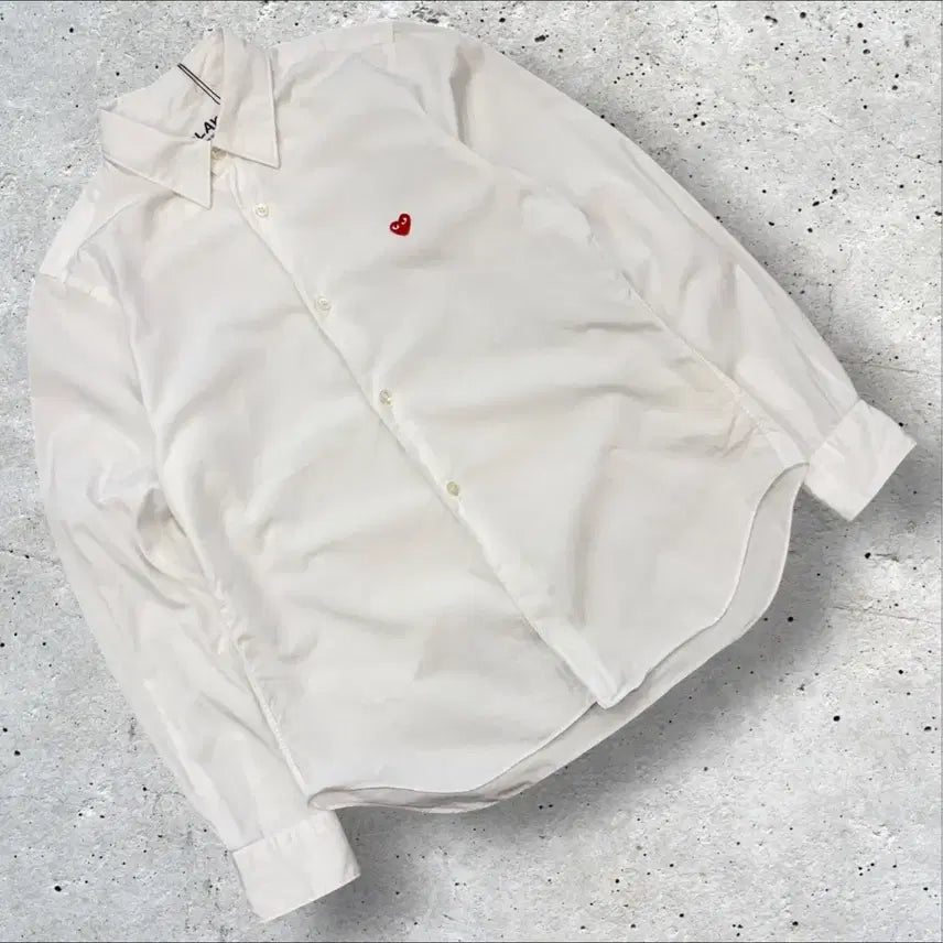 [BUNJANG] Comme des Garçons Women Play White Cotton Shirt L / [L] 꼼데가르송 우먼 플레이 화이트 셔츠 E665