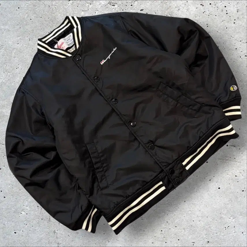 [BUNJANG] Mark Gonzales Champion Japan Black Bomber Jacket / [L] 마크곤잘레스 챔피온 재팬 블랙 봄버 자켓 E666