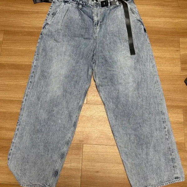[BUNJANG] Moif Belted Wide Denim Pants - Size 2 / 모이프 벨티드 와이드 데님 2사이즈