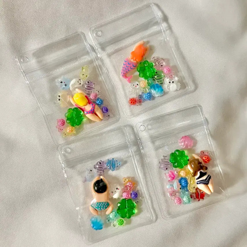 [BUNJANG] Lucky Turtle Summer Zipper Bag Keyring / 행운 거북이 수영 키링 바다 여름 썸머 지퍼백