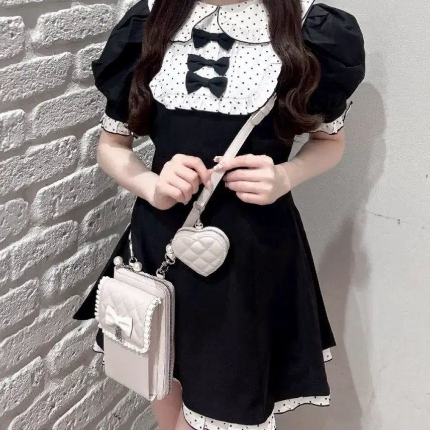 [BUNJANG] Pium Square Frill Ribbon Dress / 일브 피움 pium 스퀘어 프릴 리본 원피스 양지뢰 스나계 로걀 셋업 3연