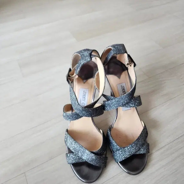 [BUNJANG] Jimmy Choo Glitter Stiletto Sandals Silver 37.5 / 지미추 글리터 샌들 37.5 실버