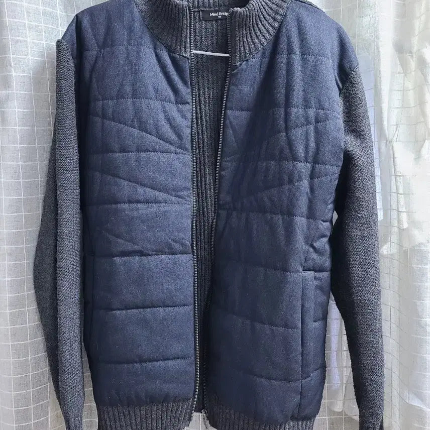 [BUNJANG] Mind Bridge Men's Quilted Knit Color Block Zip-Up Jacket / 마인드브릿지 남성 퀼팅 니트 배색 집업 자켓