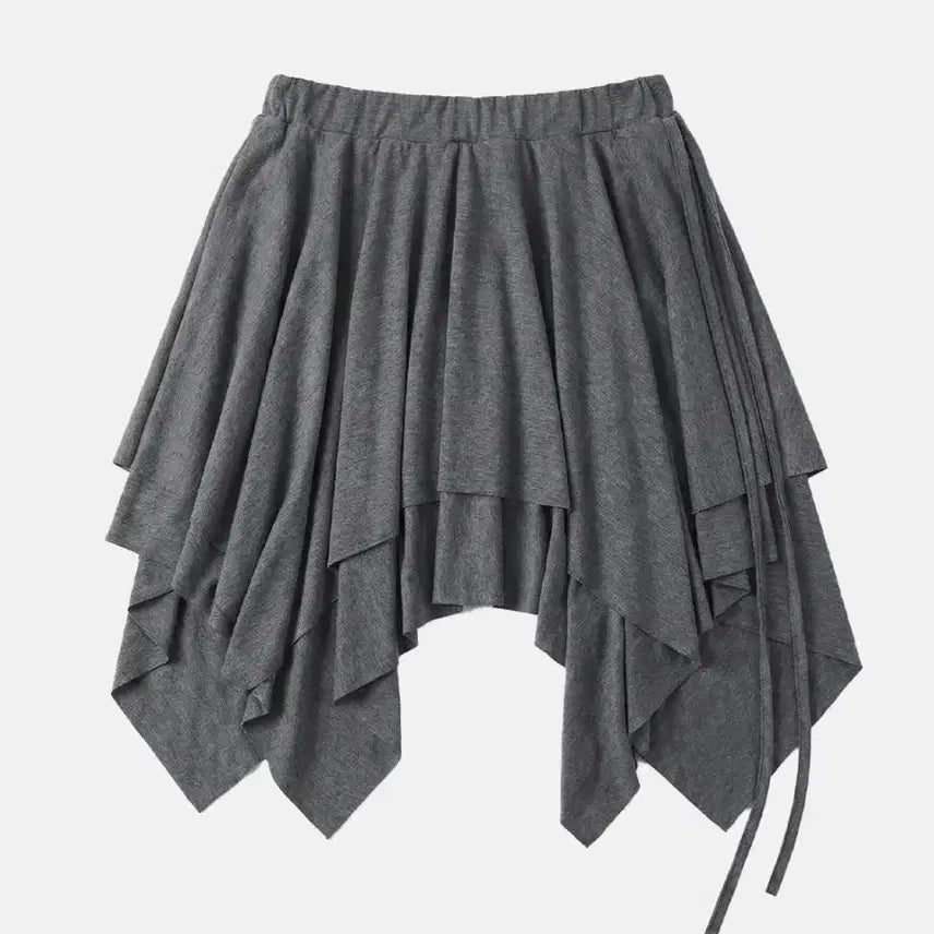 [BUNJANG] Dark Grey Asymmetrical Layered Skirt / 다크그레이 언발란스 레이어드 스커트