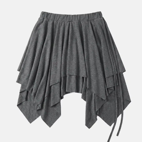 [BUNJANG] Dark Grey Asymmetrical Layered Skirt / 다크그레이 언발란스 레이어드 스커트