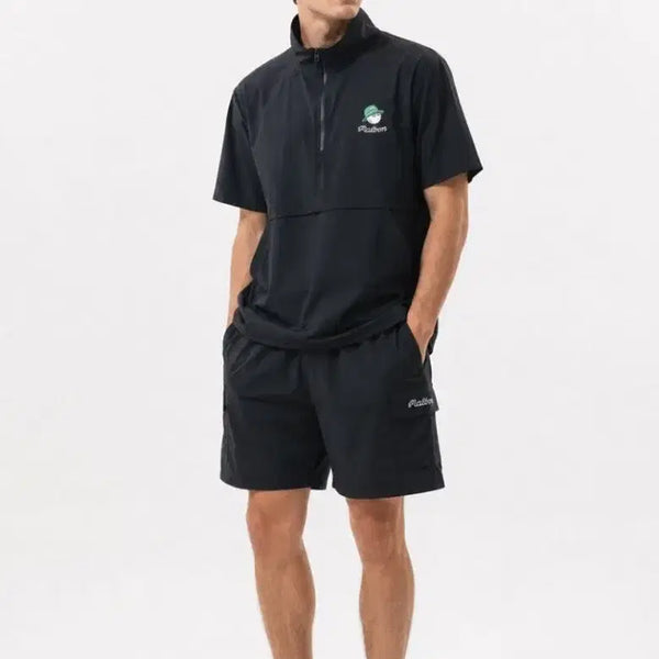 [BUNJANG] Malbon Short Sleeve Woven Anorak Windshirt Shorts Set / 말본 반팔 우븐 아노락 윈드셔츠 반바지 세트