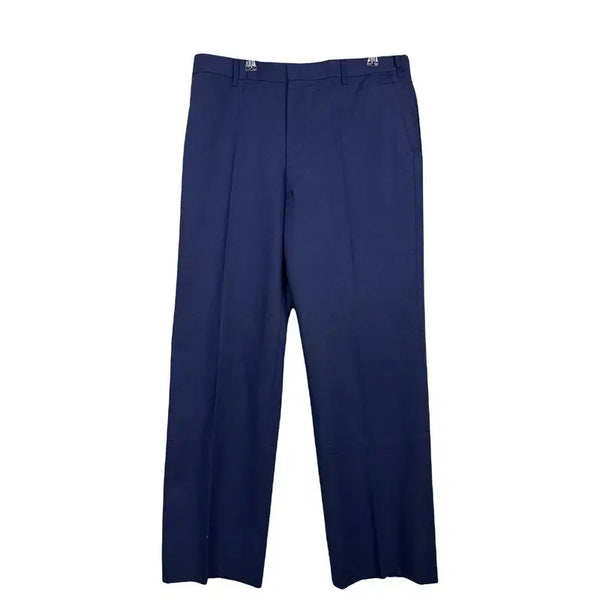 [BUNJANG] Navy Wide Summer Slacks Polyester Blend / 네이비 와이드 여름 슬랙스 모던 오피스룩 미니멀 오피스룩 바지 [88/33인치] 폴리에스터 혼방