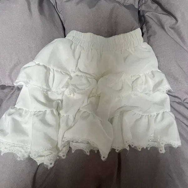 [BUNJANG] Women's White Frill Layered Mini Skirt / 캉캉 치마