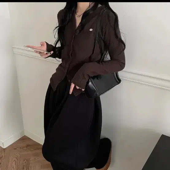 [BUNJANG] Slim Fit Cardigan Brown / 슬림 가디건