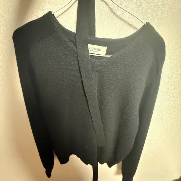 [BUNJANG] Black Muffler Knit Set / 블랙 머플러 니트 세트