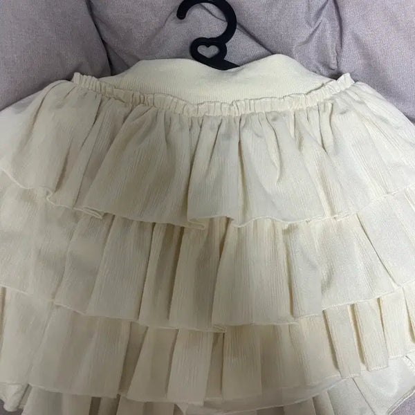 [BUNJANG] Beige Ruffle Mini Skirt / 캉캉 베이지 스커트