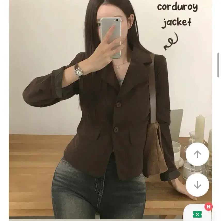 [BUNJANG] ANDMORE Corduroy Two-Button Slim Fit Blazer Autumn Jacket / 앤드모어 골덴 코듀로이 투버튼 슬림핏 블레이저 가을자켓