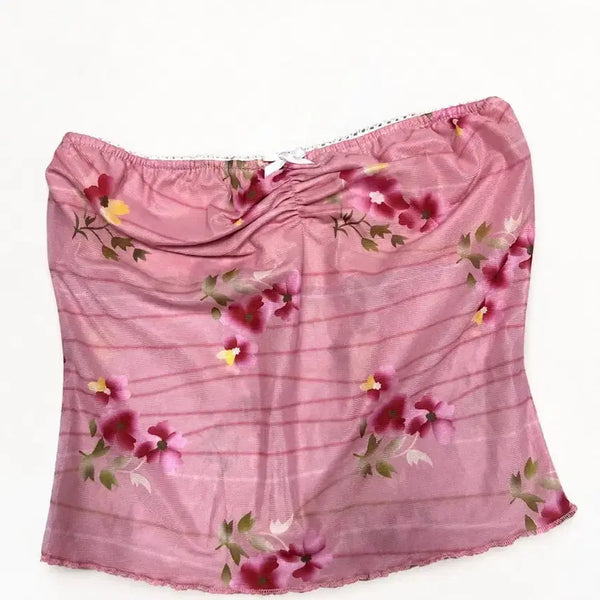 [BUNJANG] Flower Shirring Tube Top / 플라워 셔링 튜브탑