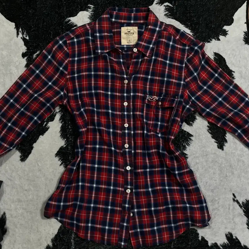 [BUNJANG] Hollister Y2K Red Check Slim Fit Shirt / 홀리스터 Y2K 빈티지 레드 체크 슬림핏 셔츠