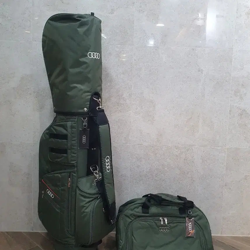 [BUNJANG] Audi Lightweight Golf Bag Set Olive Green New Caddy Bag Boston Bag / 아우디 경량 골프백 세트 올리브그린 새상품 캐디백 보스턴백