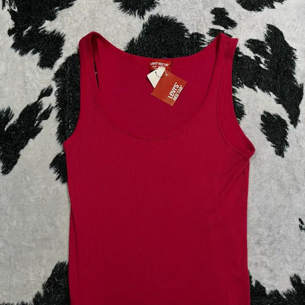 [BUNJANG] Levi's Red Tab Essential Rib Tank Top Cherry Red / 리바이스 레드탭 에센셜 탱크 탑 슬리브리스 체리레드