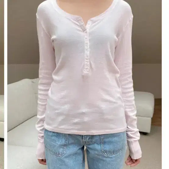 [BUNJANG] Brandy Melville Henley Neck Shirt / 브랜디멜빌 헨리넥