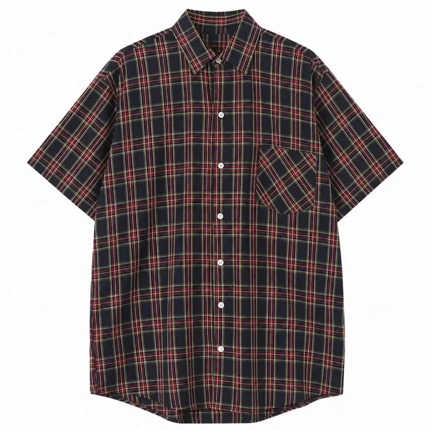 [BUNJANG] Check Short-Sleeve Shirt Unisex / 체크 반팔 셔츠 남녀공용 55-88