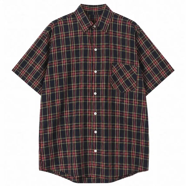 [BUNJANG] Check Short-Sleeve Shirt Unisex / 체크 반팔 셔츠 남녀공용 55-88