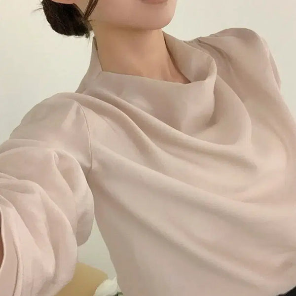 [BUNJANG] Apieu Rose Veil Drape Blouse / 어퓨즈 로즈 베일 드레이프 블라우스